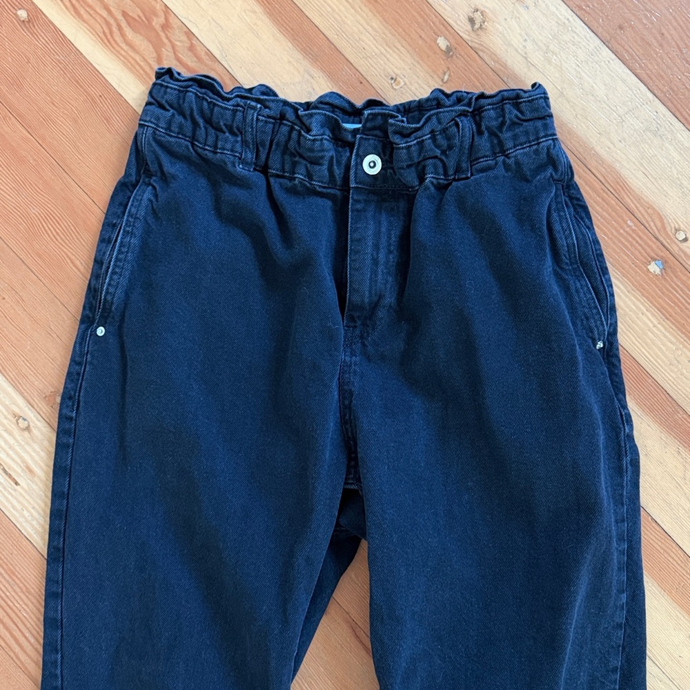Zara Paperbag Waist‎ Black Denim Jeans 6 - Picture 2 of 6